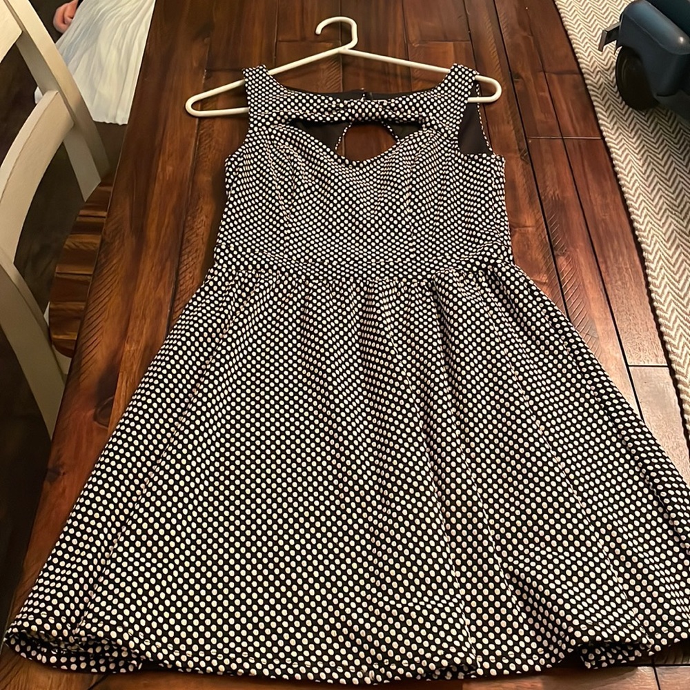 Junior dress black with white dots